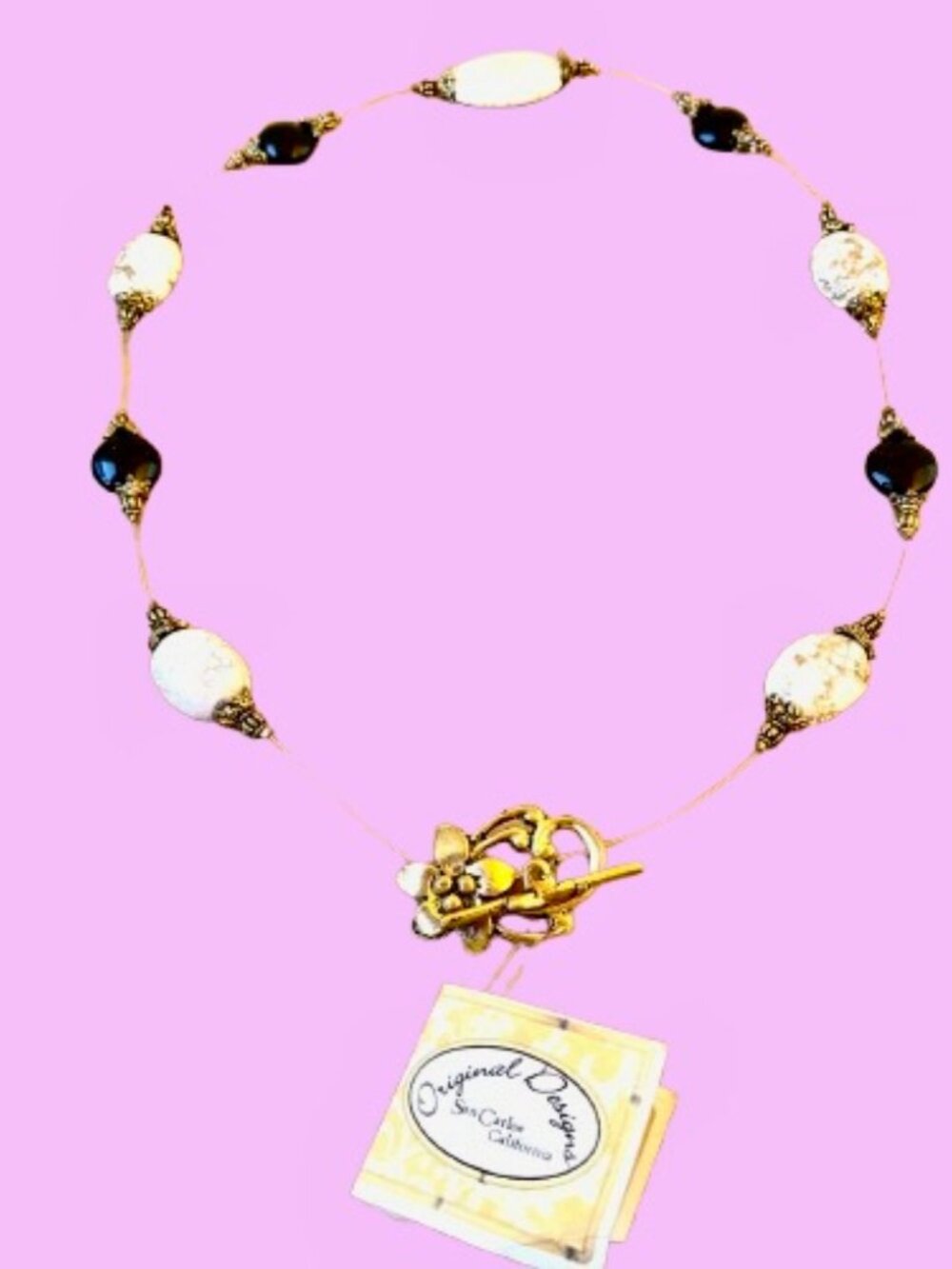 Original Designs Necklace Beads Toggle Floating Illusion Cord Handcrafted New